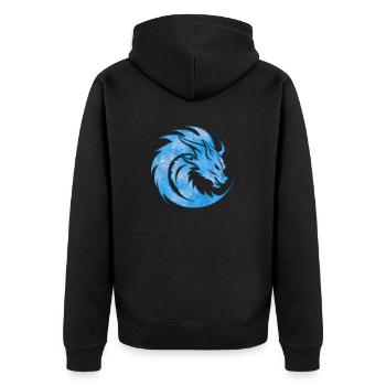 Fantasy Drache Anime Drachenkopf Mythisches Reptil - Unisex Premium Bio Zip Hoodie - Schwarz - Hinten - Nico (187cm)
