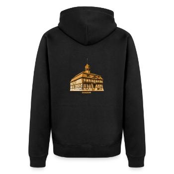 Grabow Rathaus Mecklenburg-Vorpommern - Unisex Premium Bio Zip Hoodie - Schwarz - Hinten - Nico (187cm)