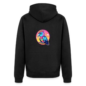 Papagei Vogel Illustration - Unisex Premium Bio Zip Hoodie - Schwarz - Hinten - Nico (187cm)