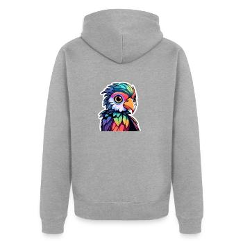 Parrot Bird Illustration - Unisex Premium Organic Zip Hoodie - heather grey - Back - Nico (187cm)