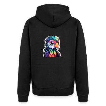 Papagei Vogel Illustration - Unisex Premium Bio Zip Hoodie - Schwarz - Hinten - Nico (187cm)