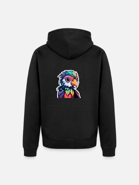 Parrot Bird Illustration - Unisex Premium Organic Zip Hoodie - black