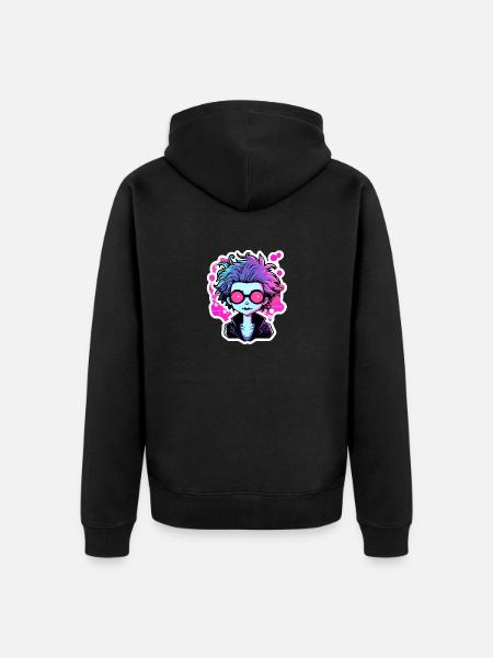 Cute zombie illustration - Unisex Premium Organic Zip Hoodie - black