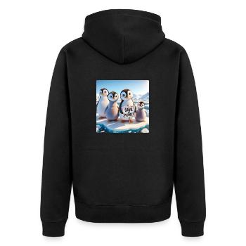 Pinguin Familie - Unisex Premium Bio Zip Hoodie - Schwarz - Hinten - Nico (187cm)
