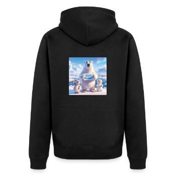 Polar Bear Family - Unisex Premium Organic Zip Hoodie - black - Back - Nico (187cm)