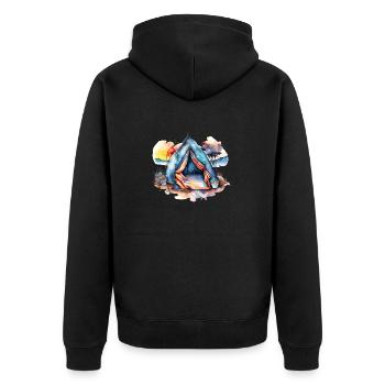Tents Motorhome Camping Caravan Camp Gift - Unisex Premium Organic Zip Hoodie - black - Back - Nico (187cm)