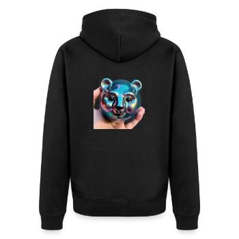 Bärenstarke Kugel - Unisex Premium Bio Zip Hoodie - Schwarz - Hinten - Nico (187cm)