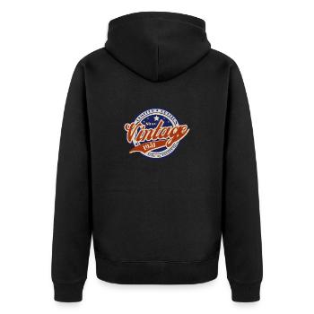 Vintage 1951—Year 1951 Birthday Gift - Unisex Premium Organic Zip Hoodie - black - Back - Nico (187cm)