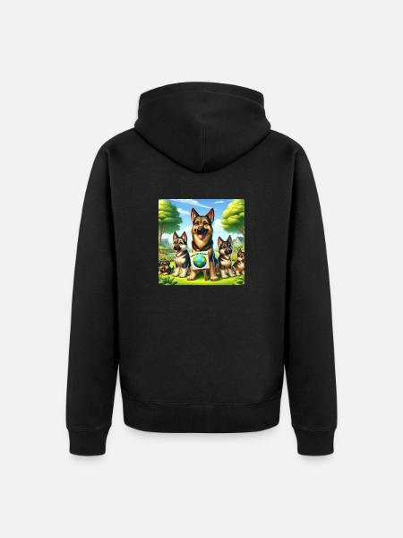 German Shepherd Family - Unisex Premium Organic Zip Hoodie - black