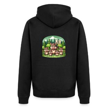 Wildschwein Familie - Unisex Premium Bio Zip Hoodie - Schwarz - Hinten - Nico (187cm)