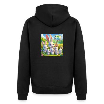 Famille de lapins - Veste à capuche bio Premium Unisexe - noir - Dos - Nico (187cm)