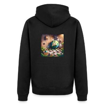 Save the world - Unisex Premium Organic Zip Hoodie - black - Back - Nico (187cm)