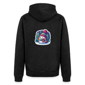 Lebendiger Schneemann: Verspielte Winterwunderland-Kunst - Unisex Premium Bio Zip Hoodie - Schwarz - Hinten - Nico (187cm)