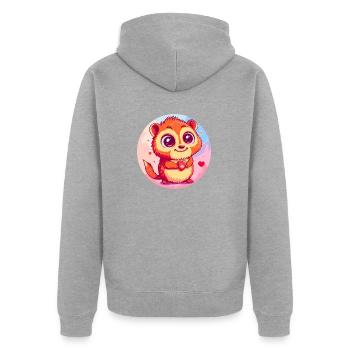Geliebte Umarmung - Unisex Premium Bio Zip Hoodie - Grau meliert - Hinten - Nico (187cm)