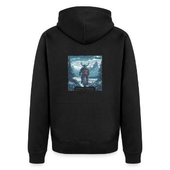 Biking Biking Vers 2 - Unisex Premium Bio Zip Hoodie - Schwarz - Hinten - Nico (187cm)