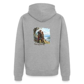 Viking Liking - Unisex Premium Organic Zip Hoodie - heather grey - Back - Nico (187cm)