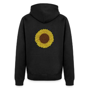 Blooming sunflower in bright yellow - Unisex Premium Organic Zip Hoodie - black - Back - Nico (187cm)
