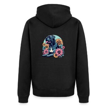 Cane Corso Retro Pastell Blumen - Unisex Premium Bio Zip Hoodie - Schwarz - Hinten - Nico (187cm)