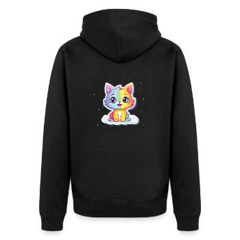 Niedliches Regenbogenkätzchen Kunst | Kinderzimmer Dekor - Unisex Premium Bio Zip Hoodie - Schwarz - Hinten - Nico (187cm)