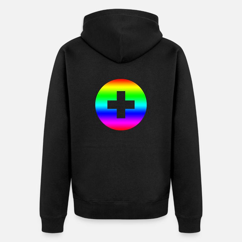 Runder Regenbogen plus Kreuz - Unisex Premium Bio Zip Hoodie - Schwarz