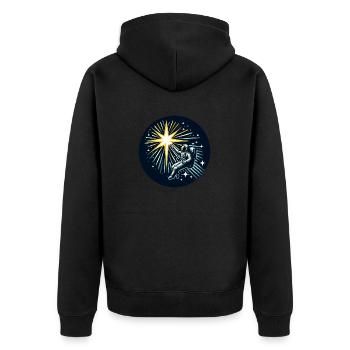 Astronaut’s Star Reach | Space Art Design - Unisex Premium Organic Zip Hoodie - black - Back - Nico (187cm)