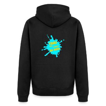 Farbige Courage: Andersartigkeit wagen 2 - Unisex Premium Bio Zip Hoodie - Schwarz - Hinten - Nico (187cm)
