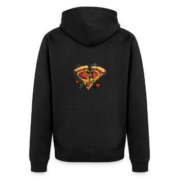 Ich liebe Pizza - Unisex Premium Bio Zip Hoodie - Schwarz - Hinten - Nico (187cm)