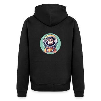 Affe Astronaut Illustration - Unisex Premium Bio Zip Hoodie - Schwarz - Hinten - Nico (187cm)