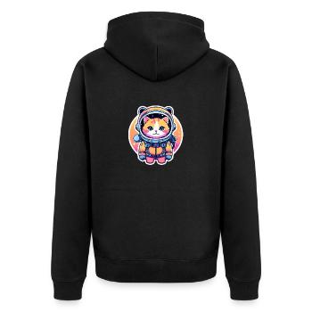 Katze Astronaut Illustration - Unisex Premium Bio Zip Hoodie - Schwarz - Hinten - Nico (187cm)