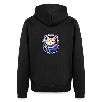 Katze Astronaut Illustration - Unisex Premium Bio Zip Hoodie - Schwarz - Hinten - Nico (187cm)