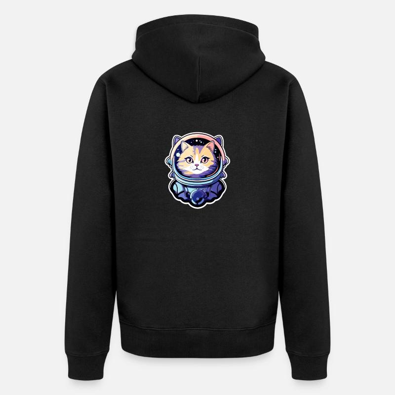 Illustration d’astronaute chat - Veste à capuche bio Premium Unisexe - noir