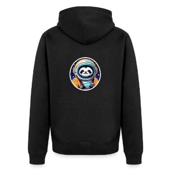 Faultier Astronaut Illustration - Unisex Premium Bio Zip Hoodie - Schwarz - Hinten - Nico (187cm)