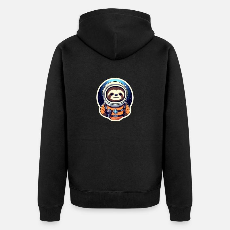Faultier Astronaut Illustration - Unisex Premium Bio Zip Hoodie - Schwarz