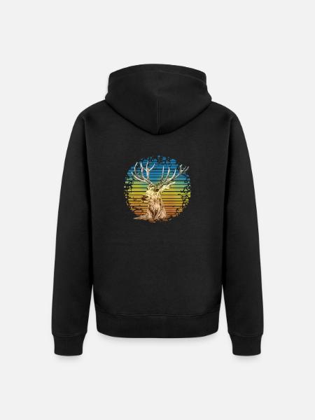 Hirsch - Unisex Premium Bio Zip Hoodie - Schwarz