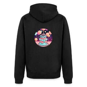 Birthday Cake Illustration - Unisex Premium Organic Zip Hoodie - black - Back - Nico (187cm)