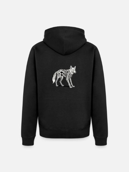 Wolf Skeleton Illustration - Unisex Premium Organic Zip Hoodie - black