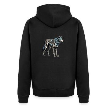 Wolf Skeleton Illustration - Unisex Premium Organic Zip Hoodie - black - Back - Nico (187cm)
