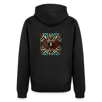 Elektrische Verzierungen - Unisex Premium Bio Zip Hoodie - Schwarz - Hinten - Nico (187cm)