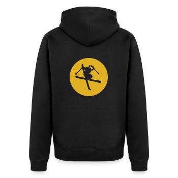 Berge Apres Ski Skifahren zum Geburtstag Freeski - Unisex Premium Bio Zip Hoodie - Schwarz - Hinten - Nico (187cm)