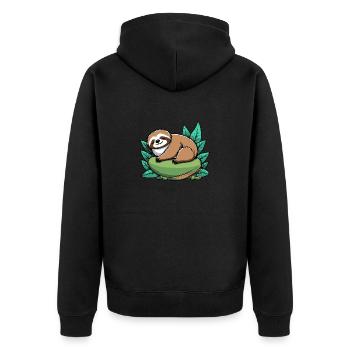 Sleeping Sloth Illustration - Unisex Premium Organic Zip Hoodie - black - Back - Nico (187cm)