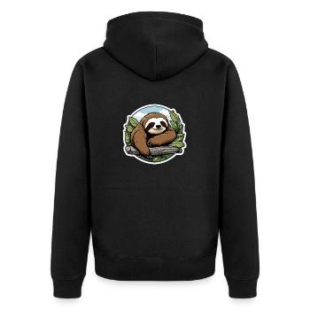 Sleeping Sloth Illustration - Unisex Premium Organic Zip Hoodie - black - Back - Nico (187cm)