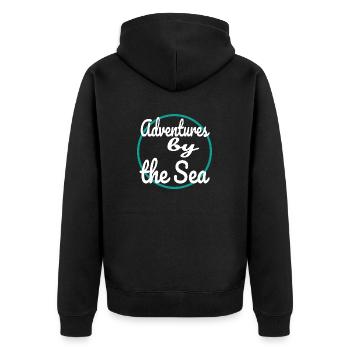 gift funny waves statement thrill adventure sports - Unisex Premium Bio Zip Hoodie - Schwarz - Hinten - Nico (187cm)