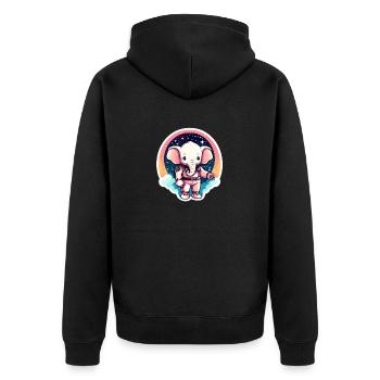 Elephant Astronaut Illustration - Unisex Premium Organic Zip Hoodie - black - Back - Nico (187cm)