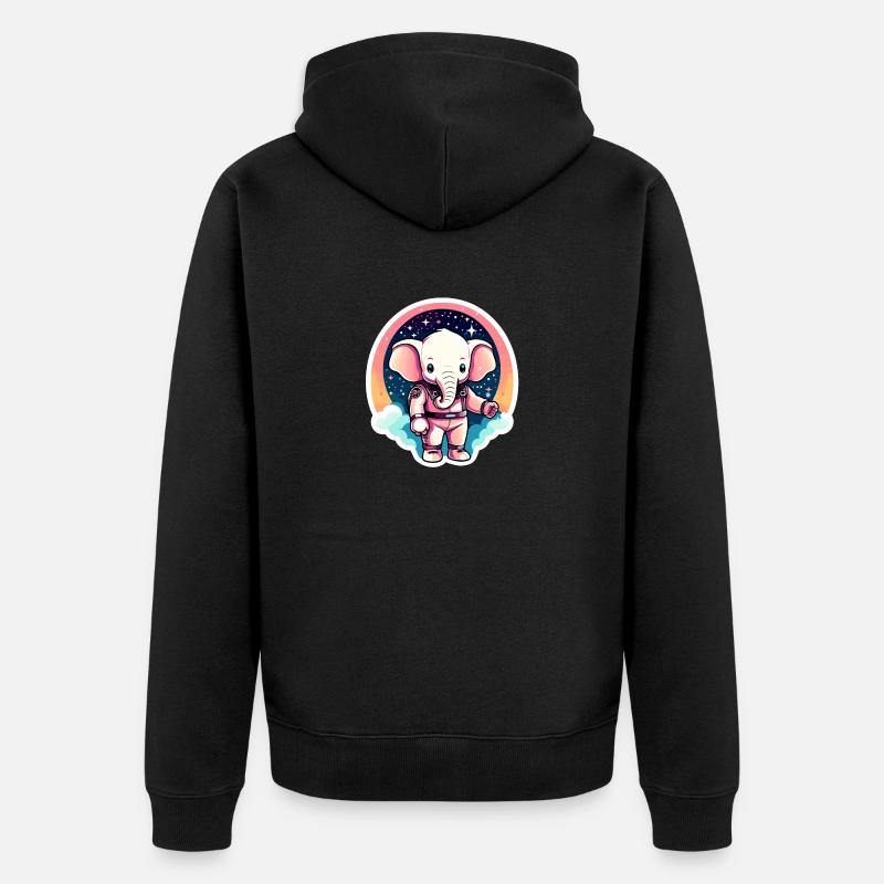 Illustration d’astronaute éléphant - Veste à capuche bio Premium Unisexe - noir