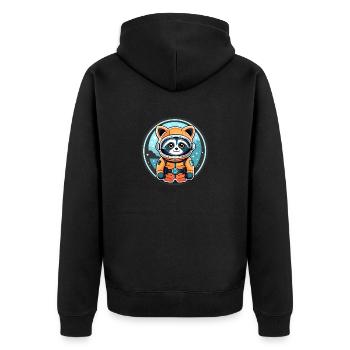 Waschbär Astronaut Illustration - Unisex Premium Bio Zip Hoodie - Schwarz - Hinten - Nico (187cm)