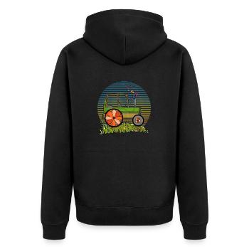 Traktor - Unisex Premium Bio Zip Hoodie - Schwarz - Hinten - Nico (187cm)