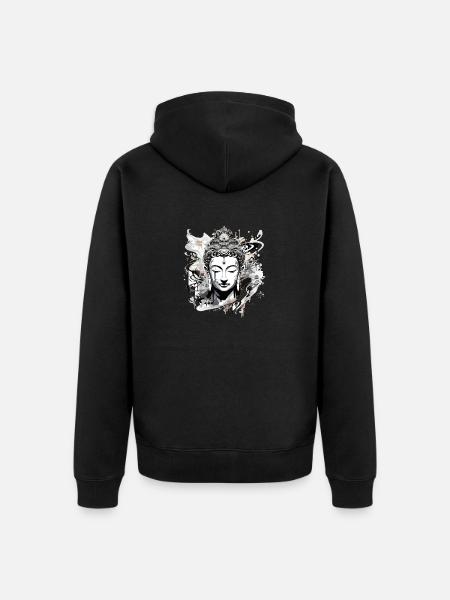 Buddha Graffiti - Unisex Premium Bio Zip Hoodie - Schwarz