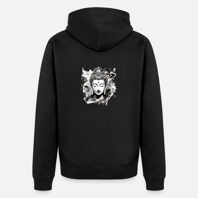 Buddha Graffiti - Unisex Premium Bio Zip Hoodie - Schwarz