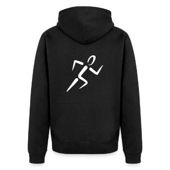run - Unisex Premium Organic Zip Hoodie - black - Back - Nico (187cm)
