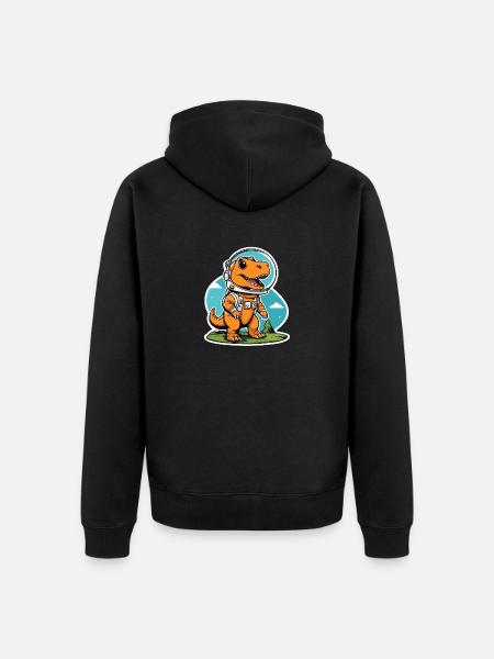 Dinosaurier Astronaut Illustration - Unisex Premium Bio Zip Hoodie - Schwarz